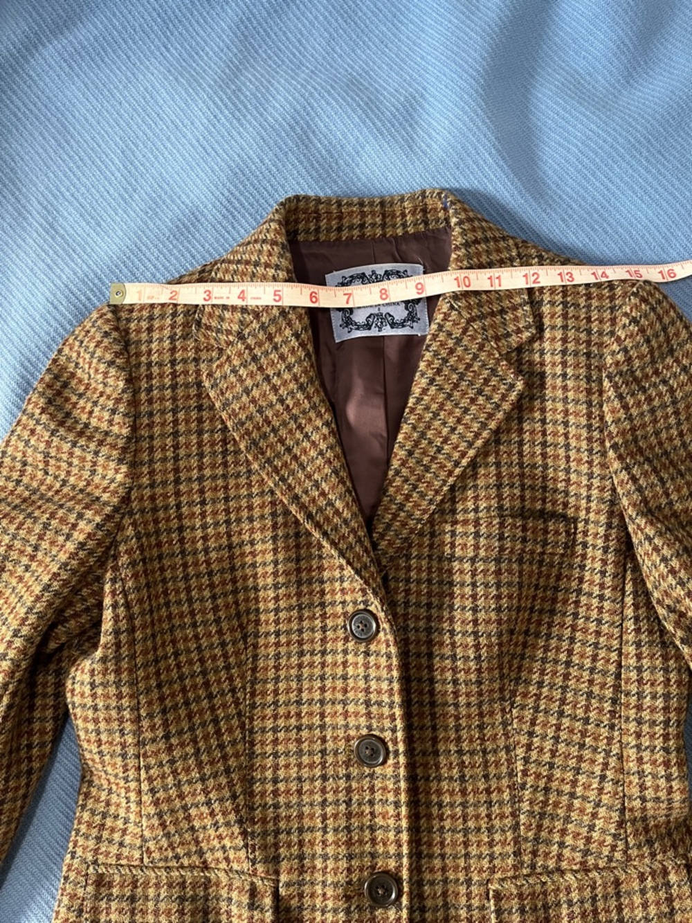 Brooks Brothers Brown Wool Houndstooth Blazer With Elbow Patches - Picture 12 of 15